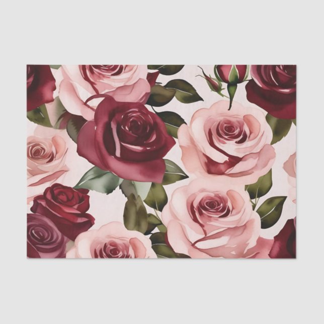 Papier Mousseline Aquarelle rose et bordeaux (Recto)