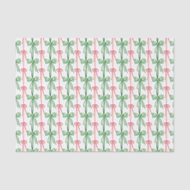 Papier Mousseline Aquarelle Rose et Vert Coquette Vaches (Recto)