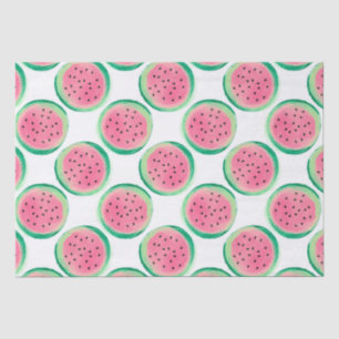 Papier Mousseline Aquarelle rose et vert Motif de pastèque
