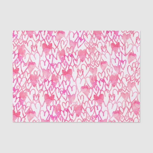 Papier Mousseline Aquarelle rose fille motif dessiné à la main (Recto)