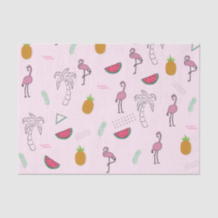 Papier Mousseline Aquarelle rose Flamingo d'été