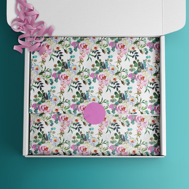 Papier Mousseline Aquarelle rose Floral Motif de Bohême (Créateur téléchargé)