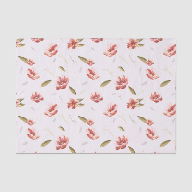 Papier Mousseline Aquarelle rose Jardin Floral (Recto)