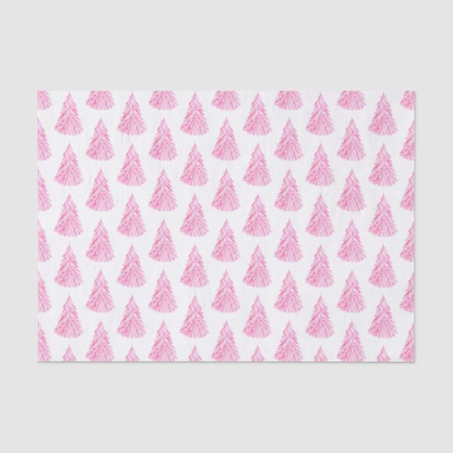 Papier Mousseline Aquarelle rose kitsch Motif d'arbre de Noël (Recto)