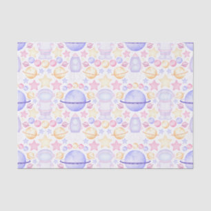 Papier Mousseline Aquarelle rose mignonne Astronautes de l'espace An