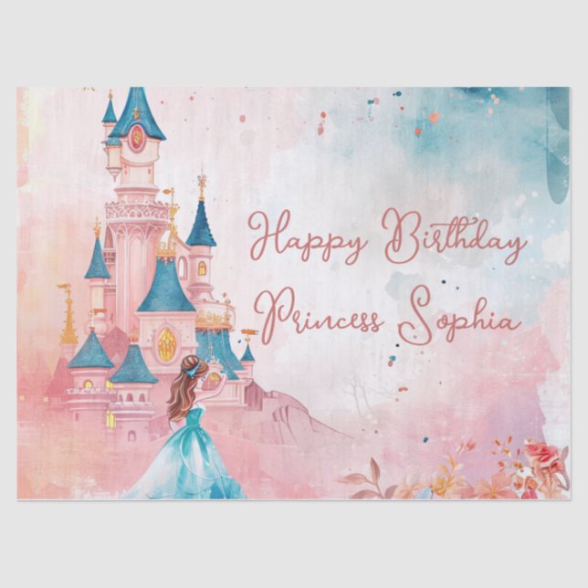 Papier Mousseline Aquarelle rose princesse (Recto)