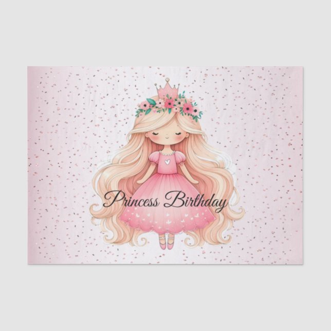 Papier Mousseline Aquarelle rose princesse Anniversaire (Recto)