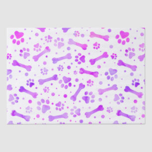 Papier Mousseline Aquarelle rose violet Empreintes de pattes Anniver