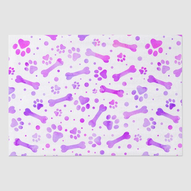 Papier Mousseline Aquarelle rose violet Empreintes de pattes Anniver (Recto)
