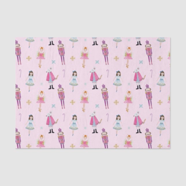 Papier Mousseline Aquarelle rose Whimsical Ballet Casse-Noisettes (Recto)