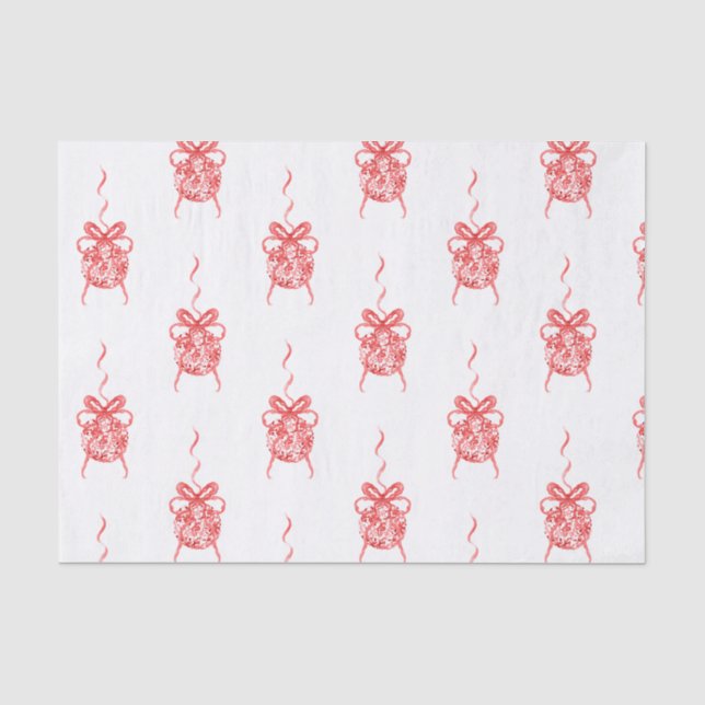 Papier Mousseline Aquarelle Rouge Chinoiserie Ornements Noël (Recto)