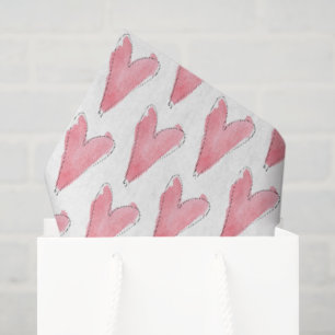 Papier Mousseline Aquarelle rouge rose Coeurs Aimer Artiste Main des