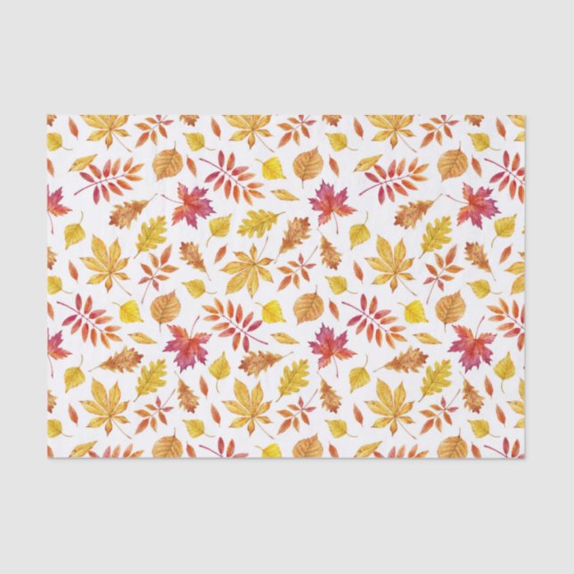 Papier Mousseline Aquarelle Rustique Automne quitte Motif (Recto)