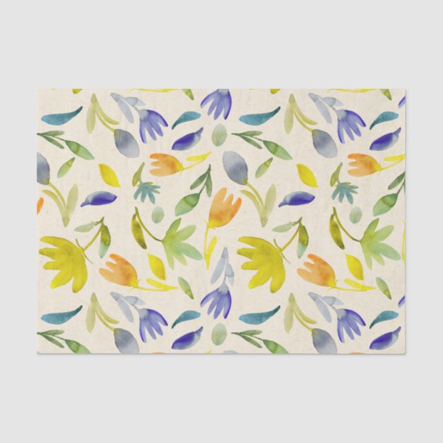 Papier Mousseline Aquarelle rustique Jardin Floral Botanique (Recto)