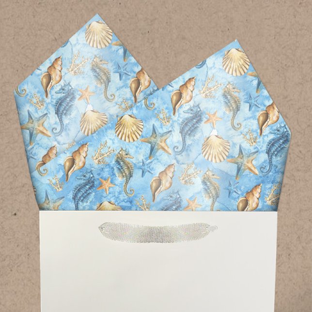 Papier Mousseline Aquarelle Sea Life Motif Shops Starfish Ocean (Créateur téléchargé)