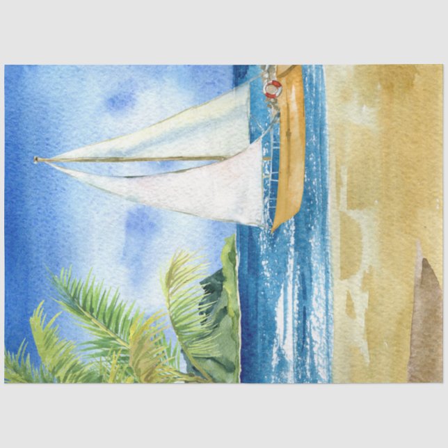 Papier Mousseline Aquarelle Seascapes Series Design 6 (Recto)