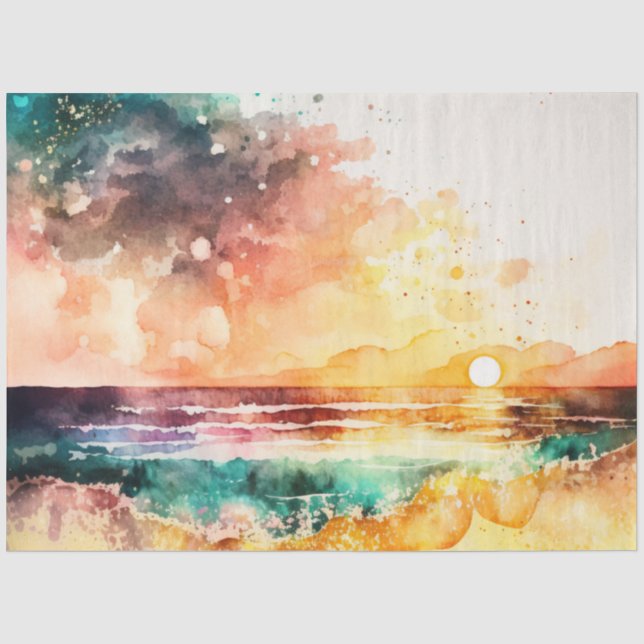 Papier Mousseline Aquarelle série coucher de soleil Design 12 (Recto)