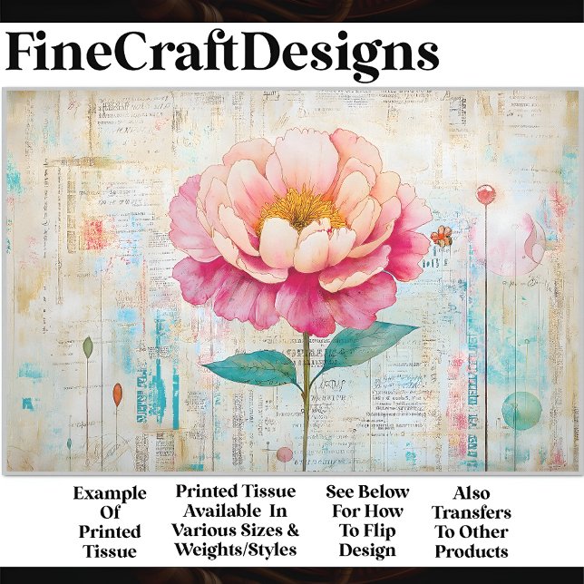 Papier Mousseline Aquarelle Shabby Chic Pink Peony S9 Découpage (Créateur téléchargé)