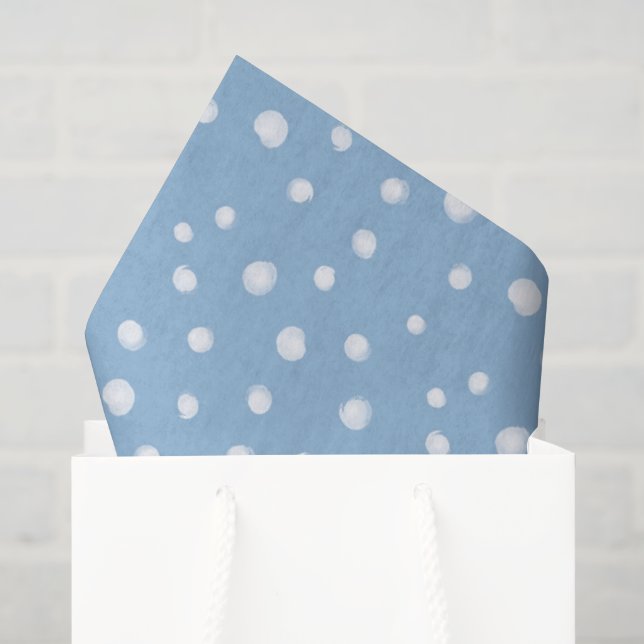 Papier Mousseline Aquarelle Snowflakes Motif bleu (Sac cadeau)