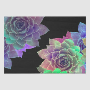Papier Mousseline Aquarelle Succulente Couleur noir vert pourpre
