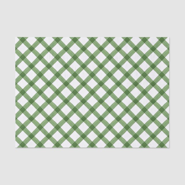Papier Mousseline Aquarelle vert Noël Plat (Recto)