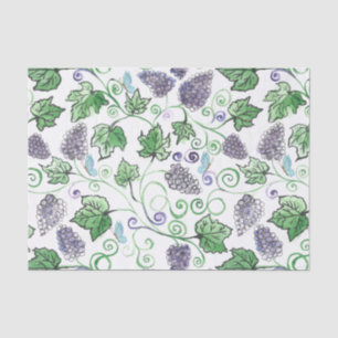 Papier Mousseline Aquarelle Vins et papillons de raisin noir