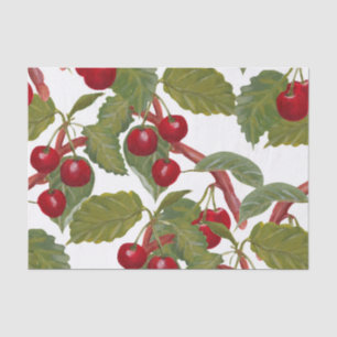 Papier Mousseline Aquarelle vintage Red Cherries