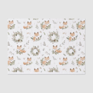 Papier Mousseline Aquarelle Vintage renard mignon motif de Noël