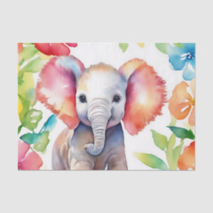 Papier Mousseline Aquarelle vive de l'éléphant