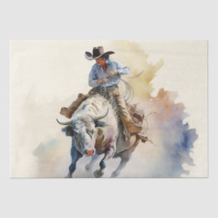 Papier Mousseline Aquarelle western poussiéreuse “Cavalier de taurea