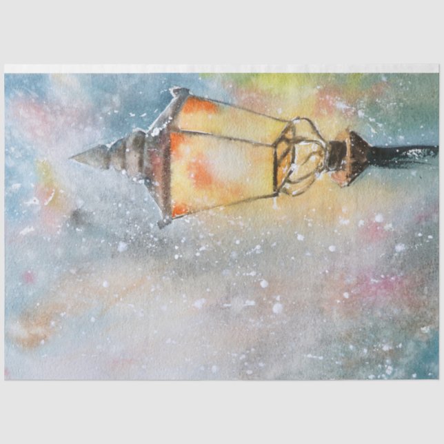 Papier Mousseline Aquarelle Whimsal Lampe de nuit à neige Noël (Recto)