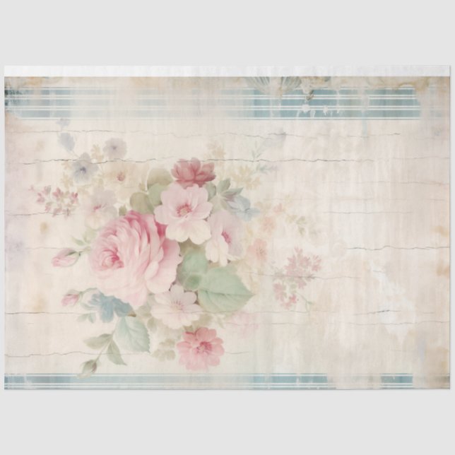 Papier Mousseline Aquarelle Whimsical blush anglais chic rose (Recto)