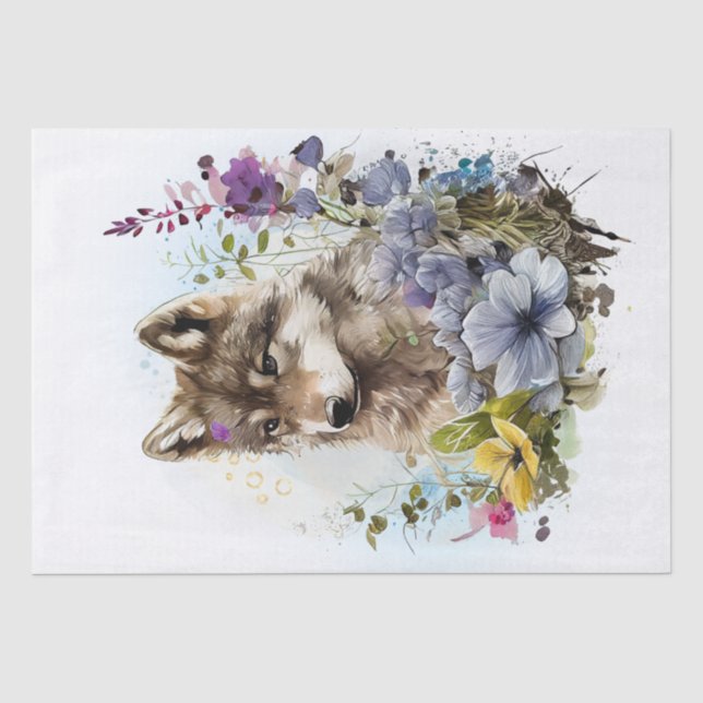 Papier Mousseline Aquarelle Wolf Pup (Recto)