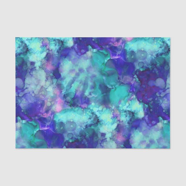 Papier Mousseline aquarelles d'imaginaire bleu : (Recto)