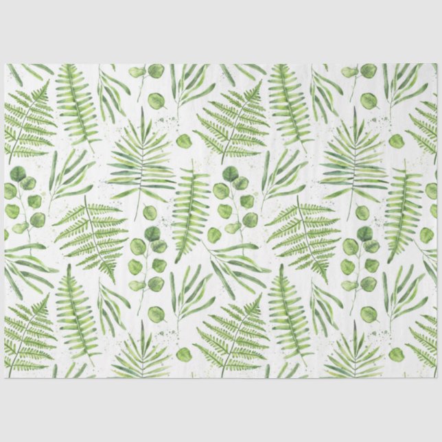 Papier Mousseline Aquarelles et Motif d'Eucalyptus (Recto)