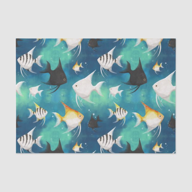 Papier Mousseline Aquarium Motif (Recto)