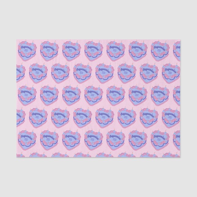 Papier Mousseline Aquarius Zodiac Coquette Coeur gâteau d'anniversai (Recto)