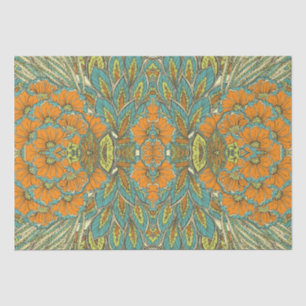 Papier Mousseline Arabe Boho élégant Floral Marocain Peacock Cadeau
