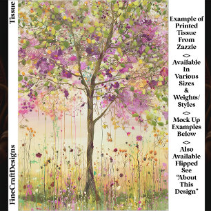 Papier Mousseline Arbre avec accents de broderie florale EE5R Découp
