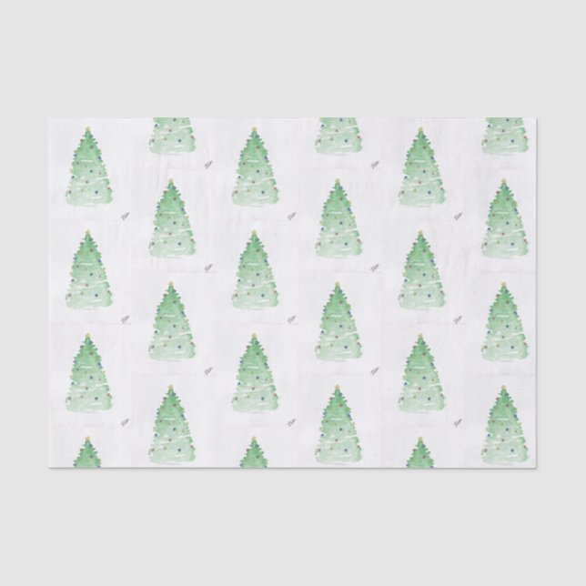 Papier Mousseline Arbre de Noël avec lumières (Recto)