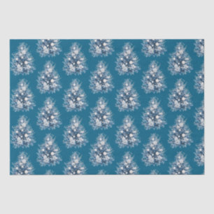 Papier Mousseline Arbre de Noël blanc bleu