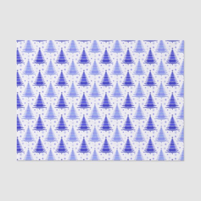 Papier Mousseline Arbre de Noël Blue Periwinkle Design Motif (Recto)