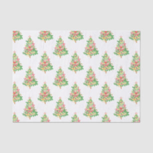 Papier Mousseline Arbre de Noël Coquette Aquarelle Rouge & Vert