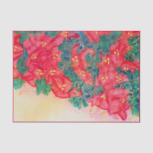 Papier Mousseline Arbre de Noël d'aquarelle avec des poinsettias