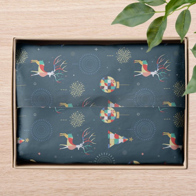 Papier Mousseline Arbre de Noël géométrique moderne rennes (Créateur téléchargé)