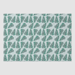 Papier Mousseline Arbre de Noël neigeux Motif vert blanc