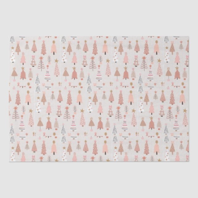 Papier Mousseline Arbre de Noël rose (Recto)