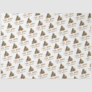 Papier Mousseline Arbre de Noël vert sauge moderne et cuivre