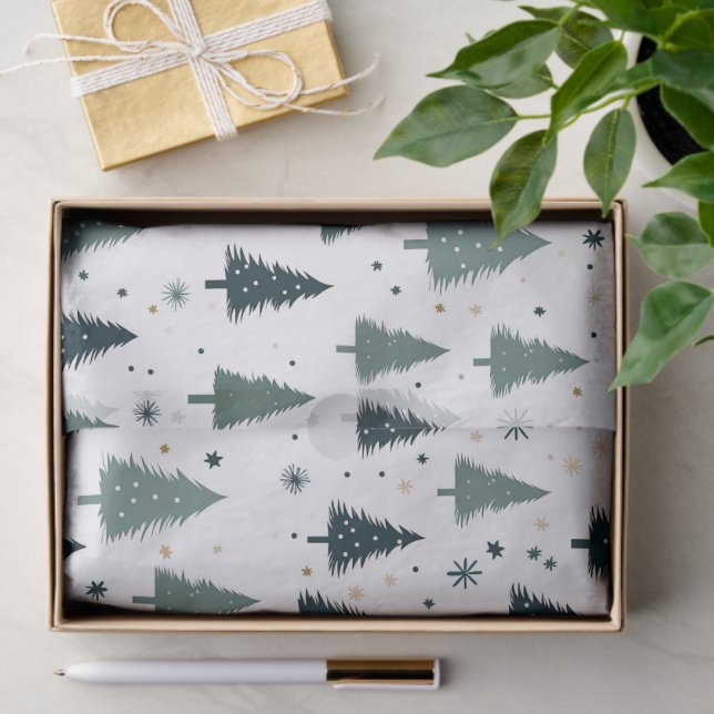 Papier Mousseline Arbre de Noël vert simple (Cadeau)