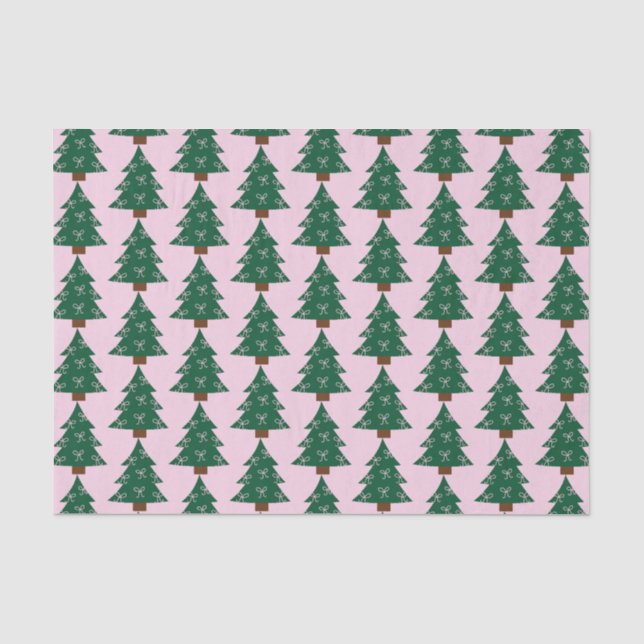 Papier Mousseline Arbre De Noël Whimsical En Rubans Roses (Recto)